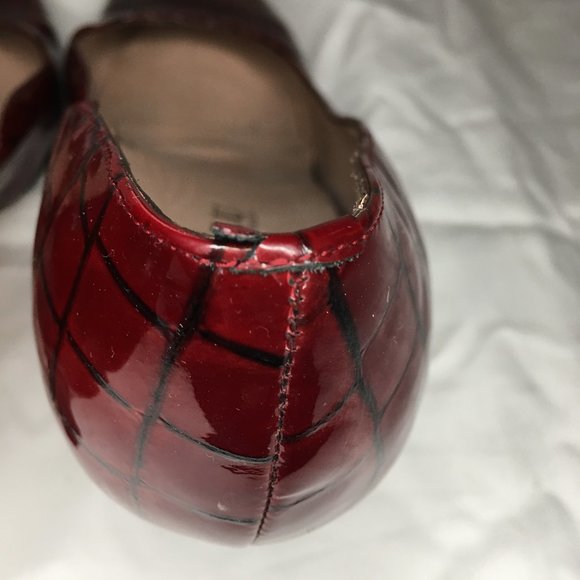 Anyi Lu Embossed Croc Red Patent Leather Heels 40 - Picture 9 of 9